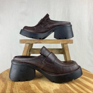 “On Your Feet” Brown Vintage Y2K Chunky Loafer Heels Sz 7.5